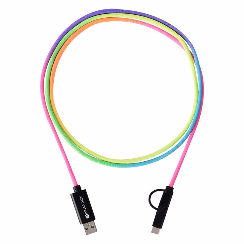 Three-In-One Rainbow-Like Braided Charging Cord