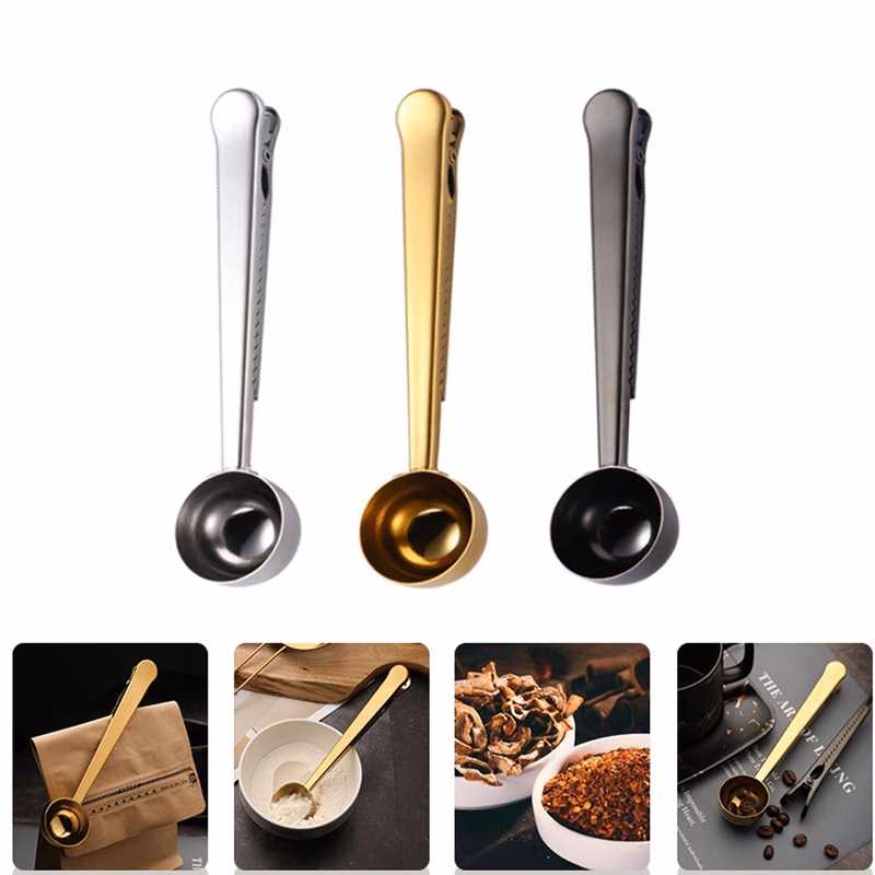 2-in-1 Stainless Steel Coffee Scoop Clip