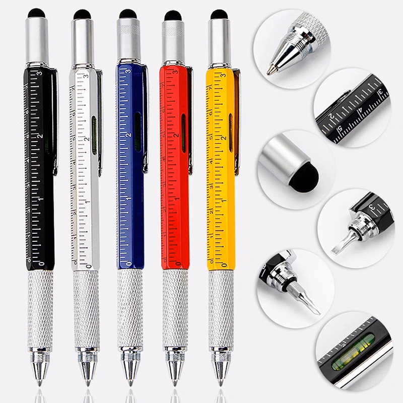 Ballpoint Pen with Ruler & Screwdriver & Stylus & Level Tool