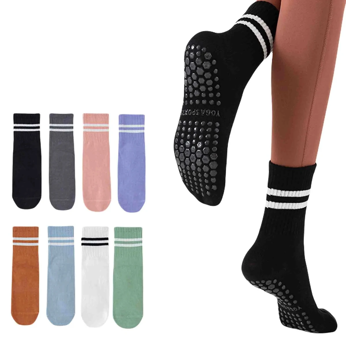 Non Slip Grip Socks with Cushion for Yoga Pilates Barre 1