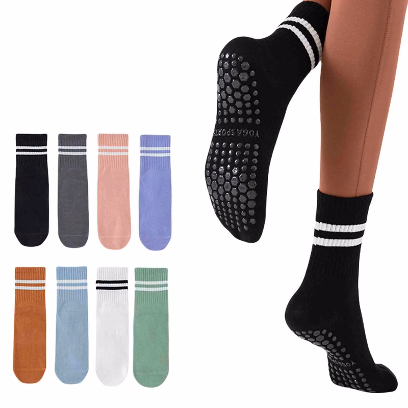 Non Slip Grip Socks with Cushion for Yoga Pilates Barre