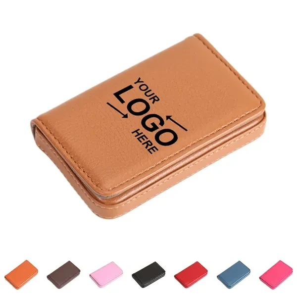 Custom 3.94" PU Leather Card Holder With Magnetic Closure — Travel & Pocket Essential 1