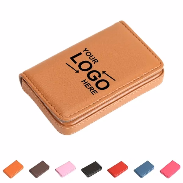 Custom 3.94" PU Leather Card Holder With Magnetic Closure — Travel & Pocket Essential