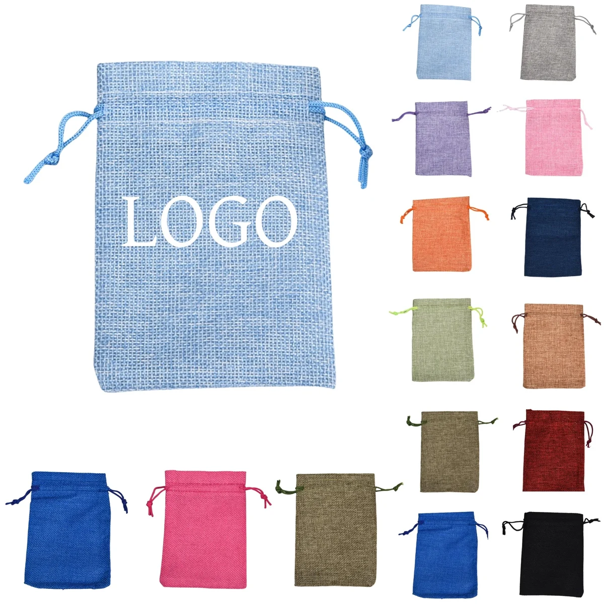Linen Vintage Drawstring Pocket Gift Bag 1