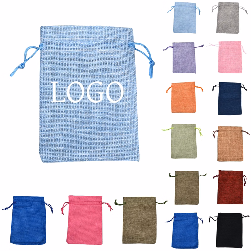 Linen Vintage Drawstring Pocket Gift Bag