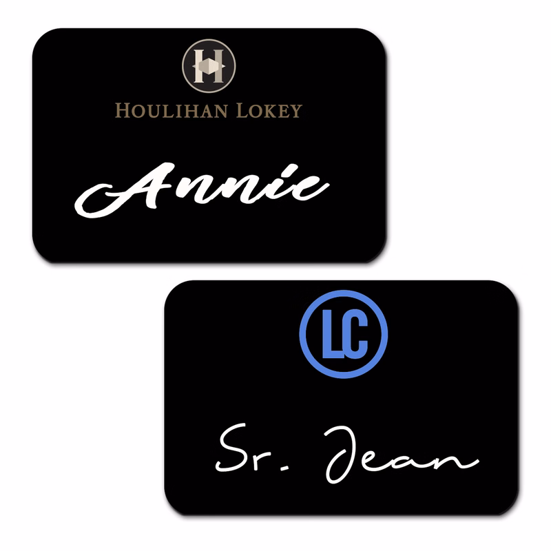 2" x 3" Black Plastic Reusable Badge