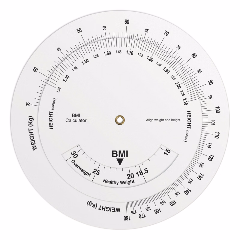 .020 White Vinyl Plastic Wheel Calculator Metric Body Mass Index (6" dia.) Full Colour Imprint