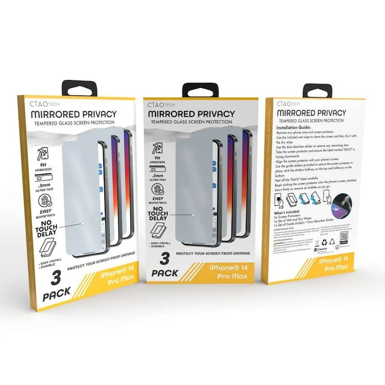 Iphone 14 Pro Max Mirrored Glass Screen Protector 3pk 1