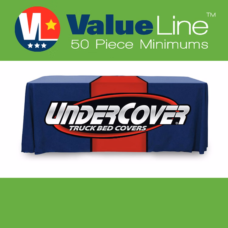 6 ft. ValueLine Throw PolyPoplin™ Table Covers (Full Color Logo)