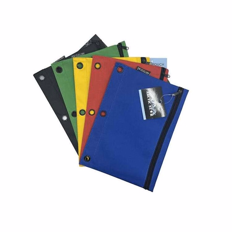 3-Ring Reinforced Pencil Pouches Single Zipper