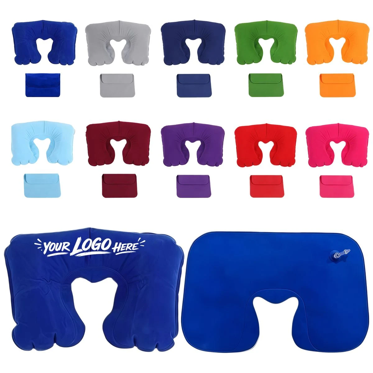 Portable Inflatable U Neck Pillow With Pouch 1