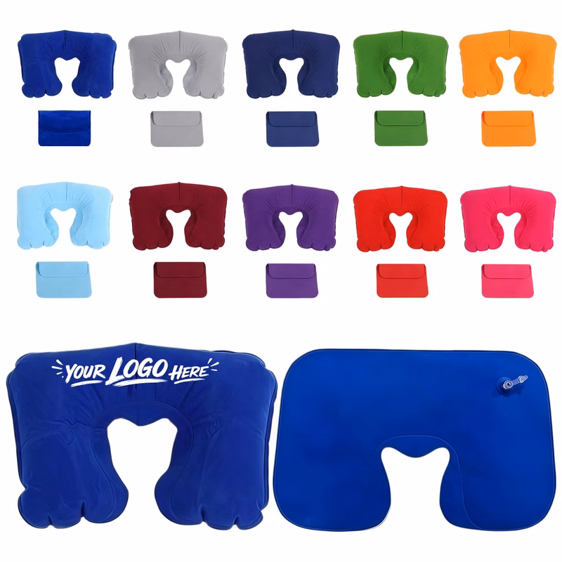 Portable Inflatable U Neck Pillow With Pouch