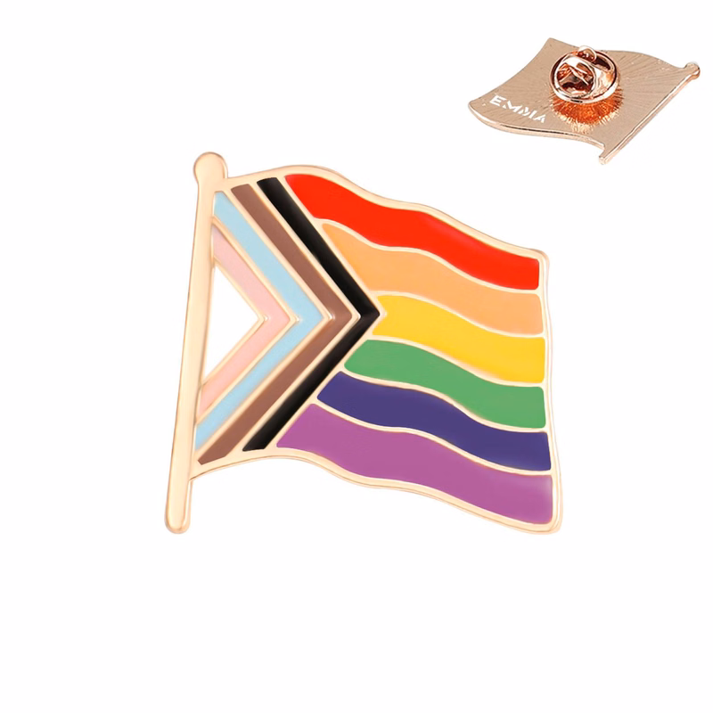 Custom Rainbow Flag Shaped Brooch Pin Badge for Men Women