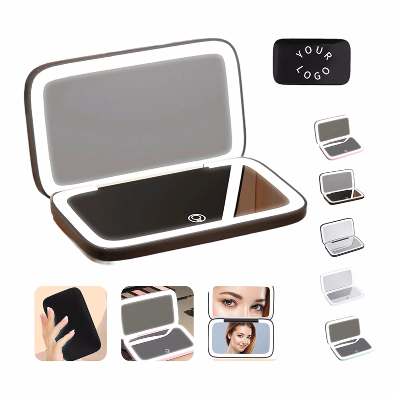 Double-Sided Lighted Makeup Mirror with Adjustable LED