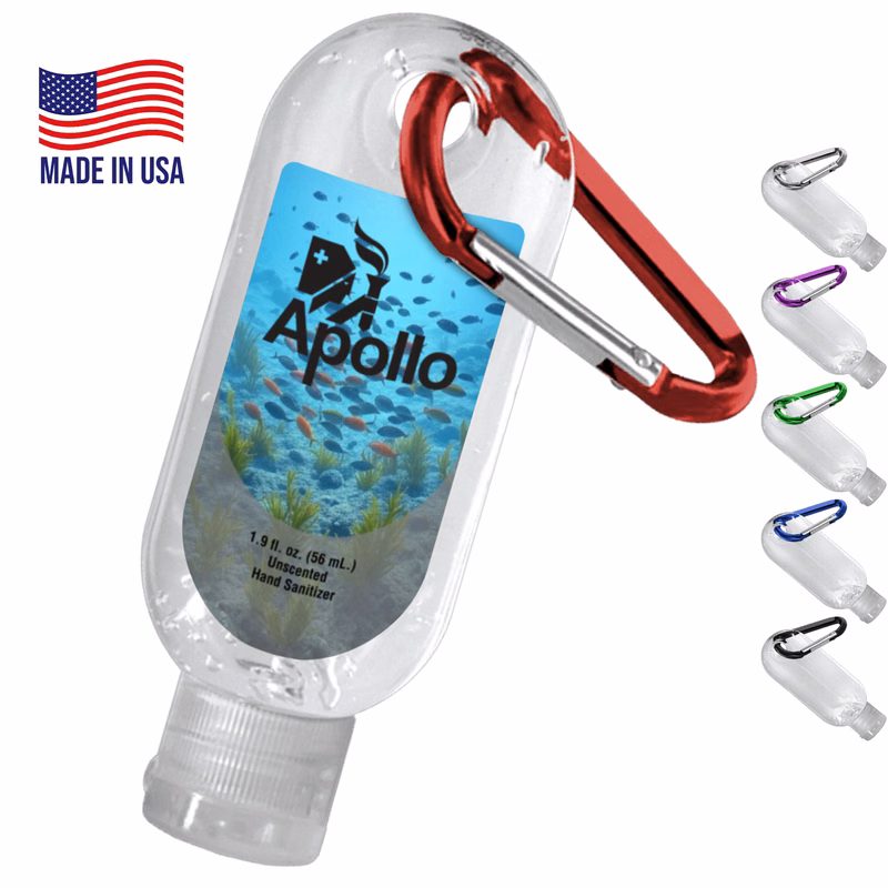 Clear Bottle 1.9 oz. Sanitizer with Carabiner