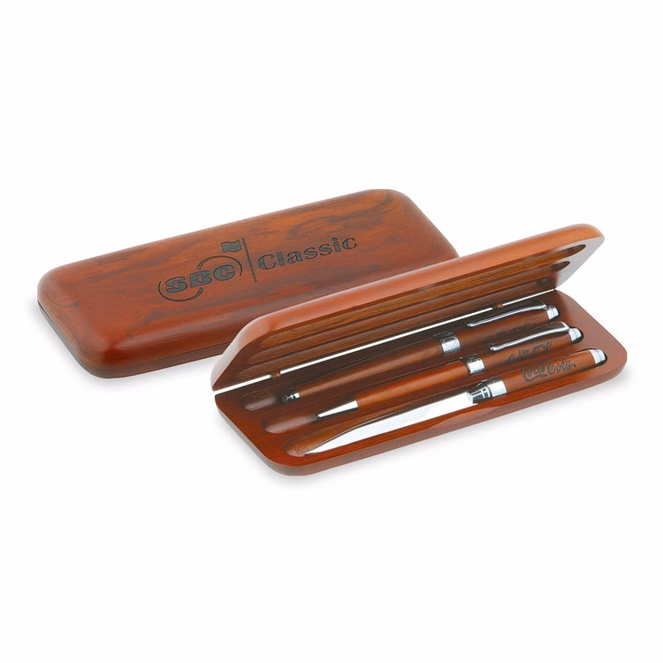 Cresent Wood 3 Pcs Pen Box