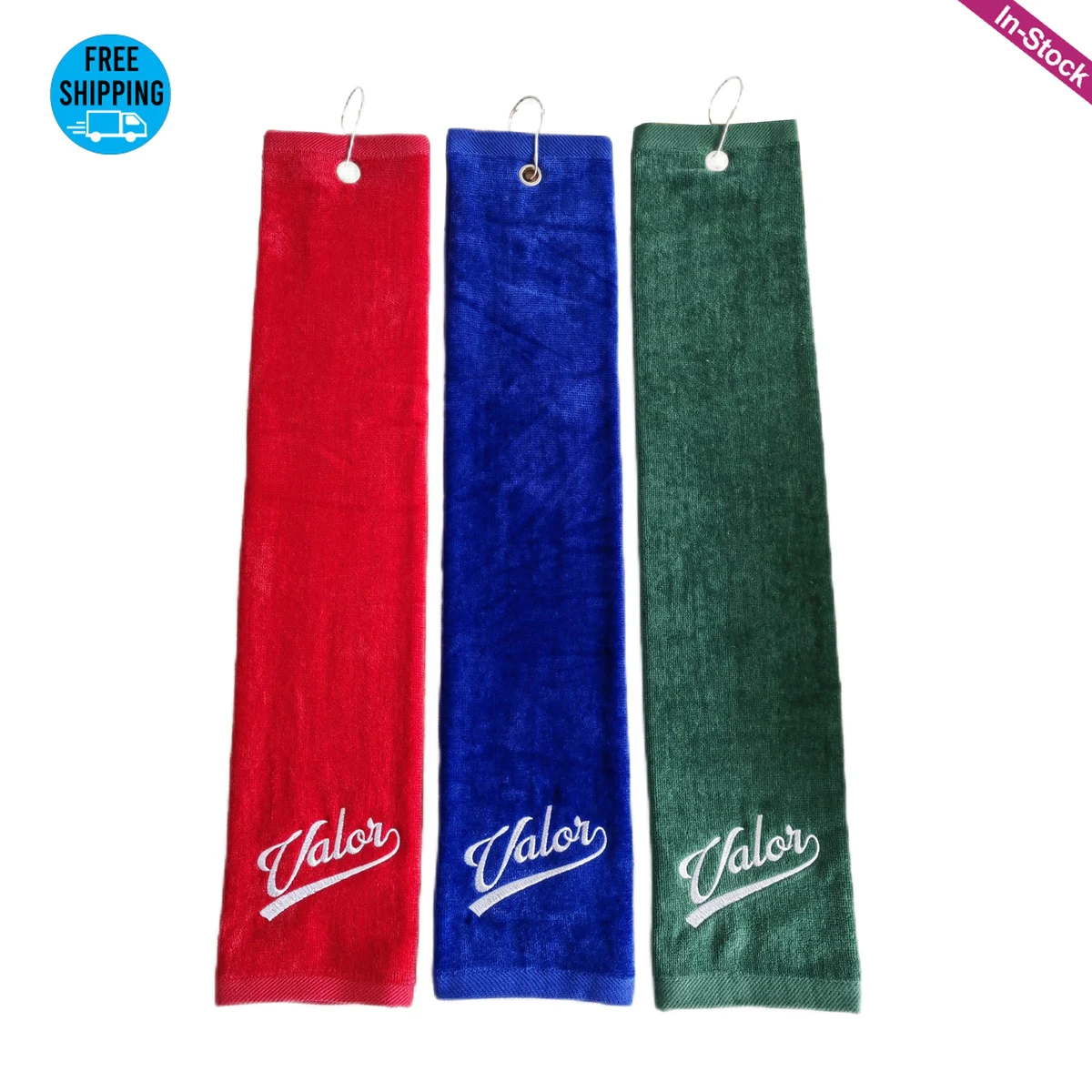 Embroidered Trifolded 480GSM Premium Velour Golf Towel 1