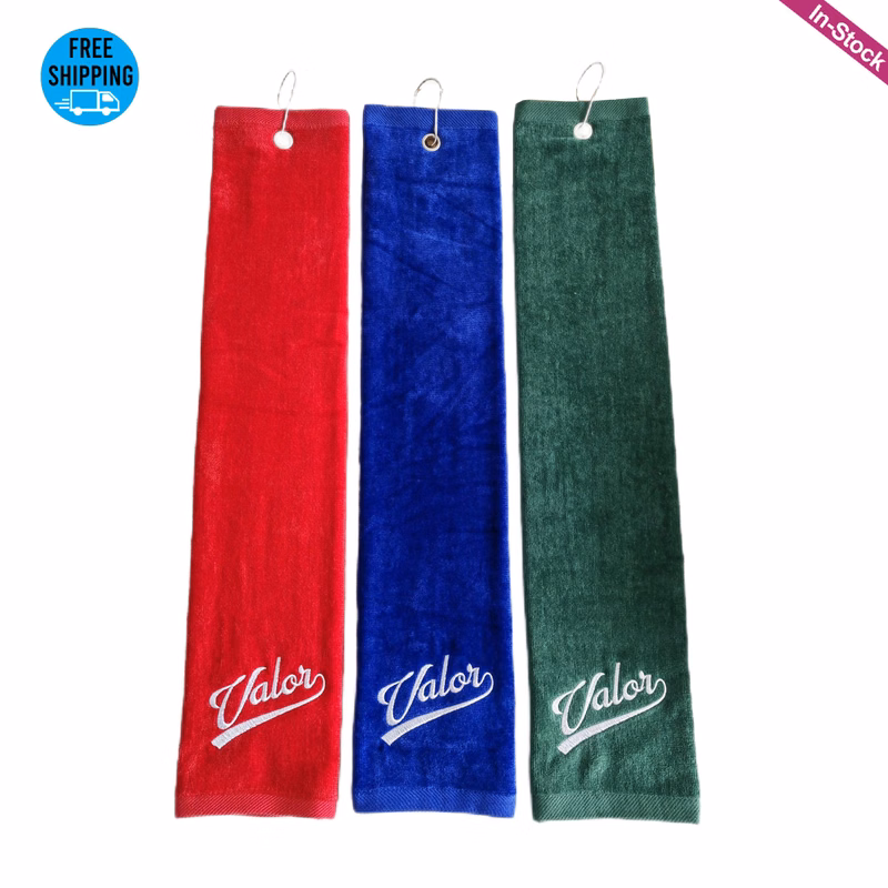 Embroidered Trifolded 480GSM Premium Velour Golf Towel