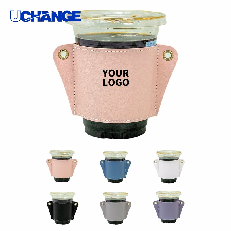 PU Leather Cup Holder Carrier 3.15" Top x 2.95" Bottom x 2.83" Height
