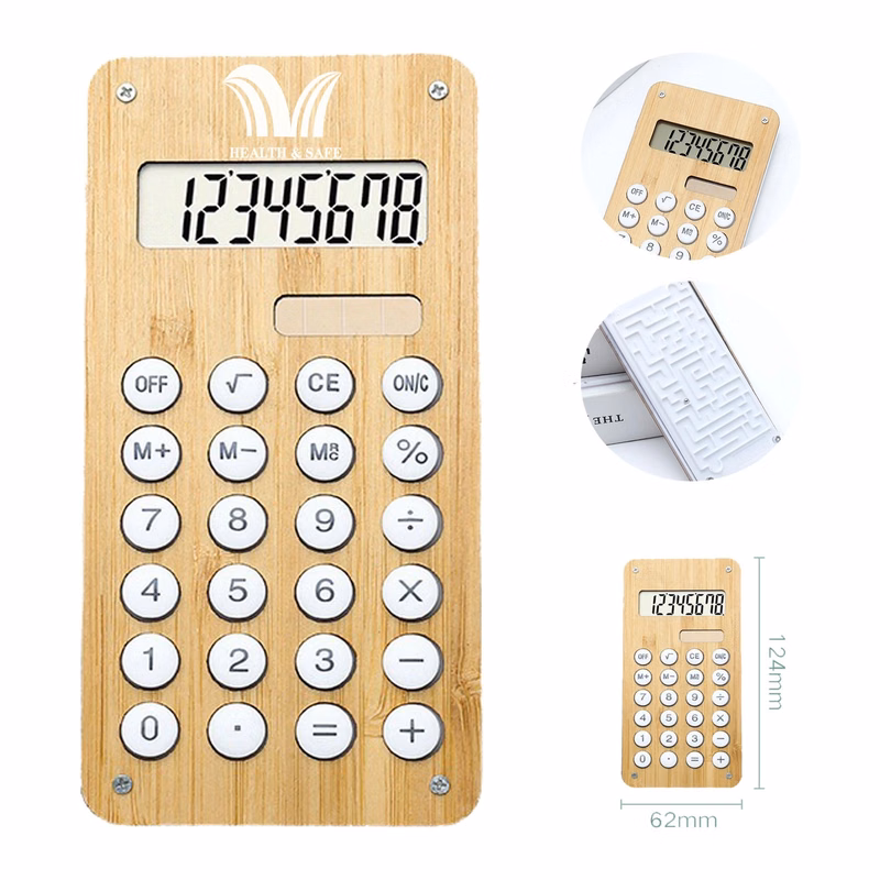Bamboo 8 Solar Powered Student Electronic Calculator