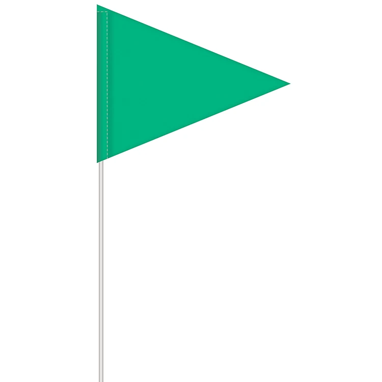 Solid Color Green Pennant Field Flag w/White Staff 1