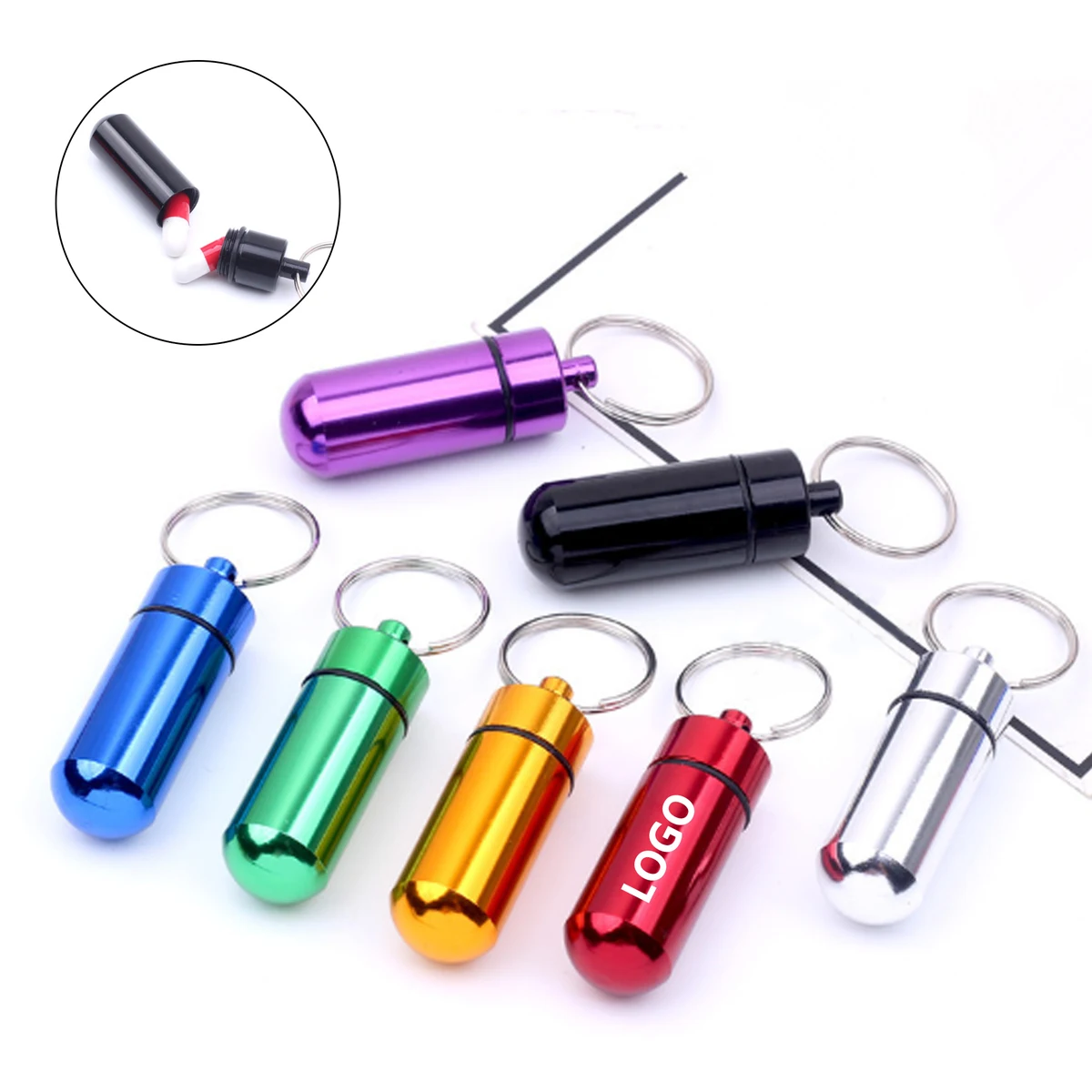 Aluminum Pill Box Keychain 1