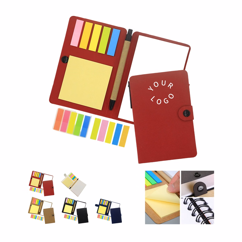 Kraft Paper Sticky Note Set With Ballpoint Pen
