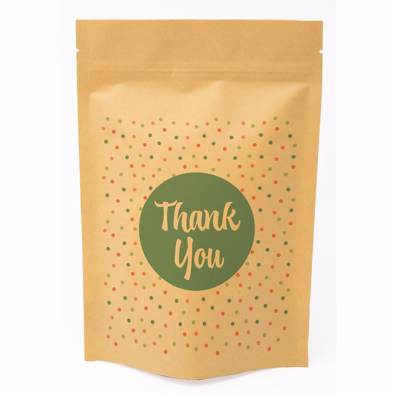Polka Dots Predesigned Kraft Barrier Pouch (6"W x 9"H x 3"D)