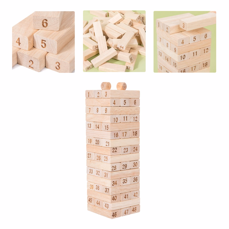 MOQ50 Kids Wooden Stacking Tower Game Fun Toy