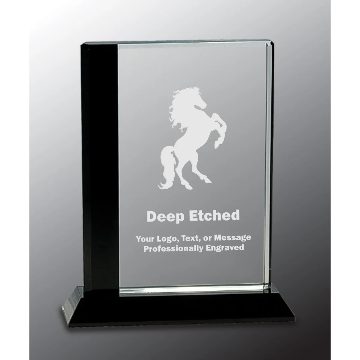 6 1/2" x 8" Black Edge Crystal on Black Base Crystal Award 1