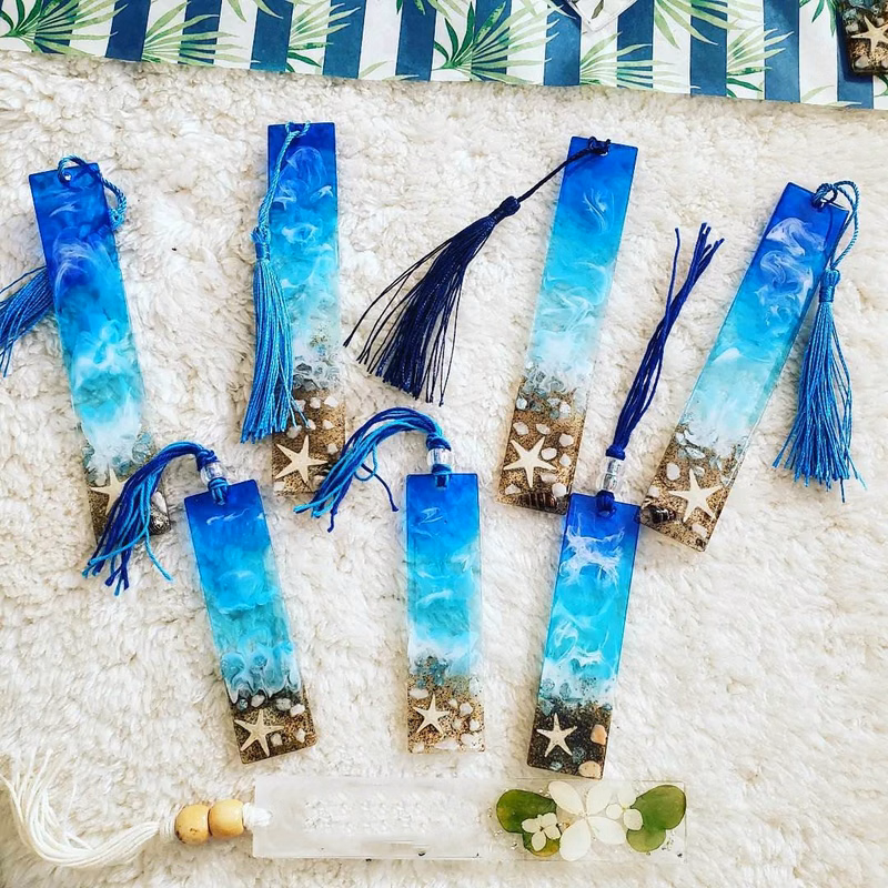 Ocean-themed Resin Bookmarks