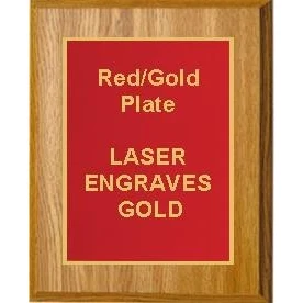 6" x 8" Oak Finish Plaque with a Red Designer Plate 1