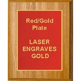 6" x 8" Oak Finish Plaque with a Red Designer Plate