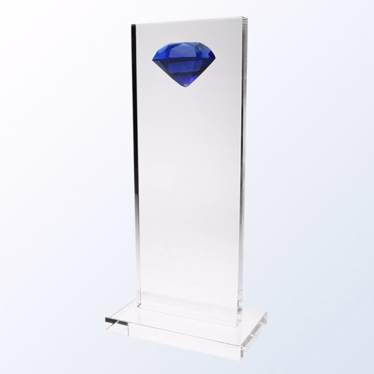 Blue Diamond High-Rise Optic Crystal Award - Large