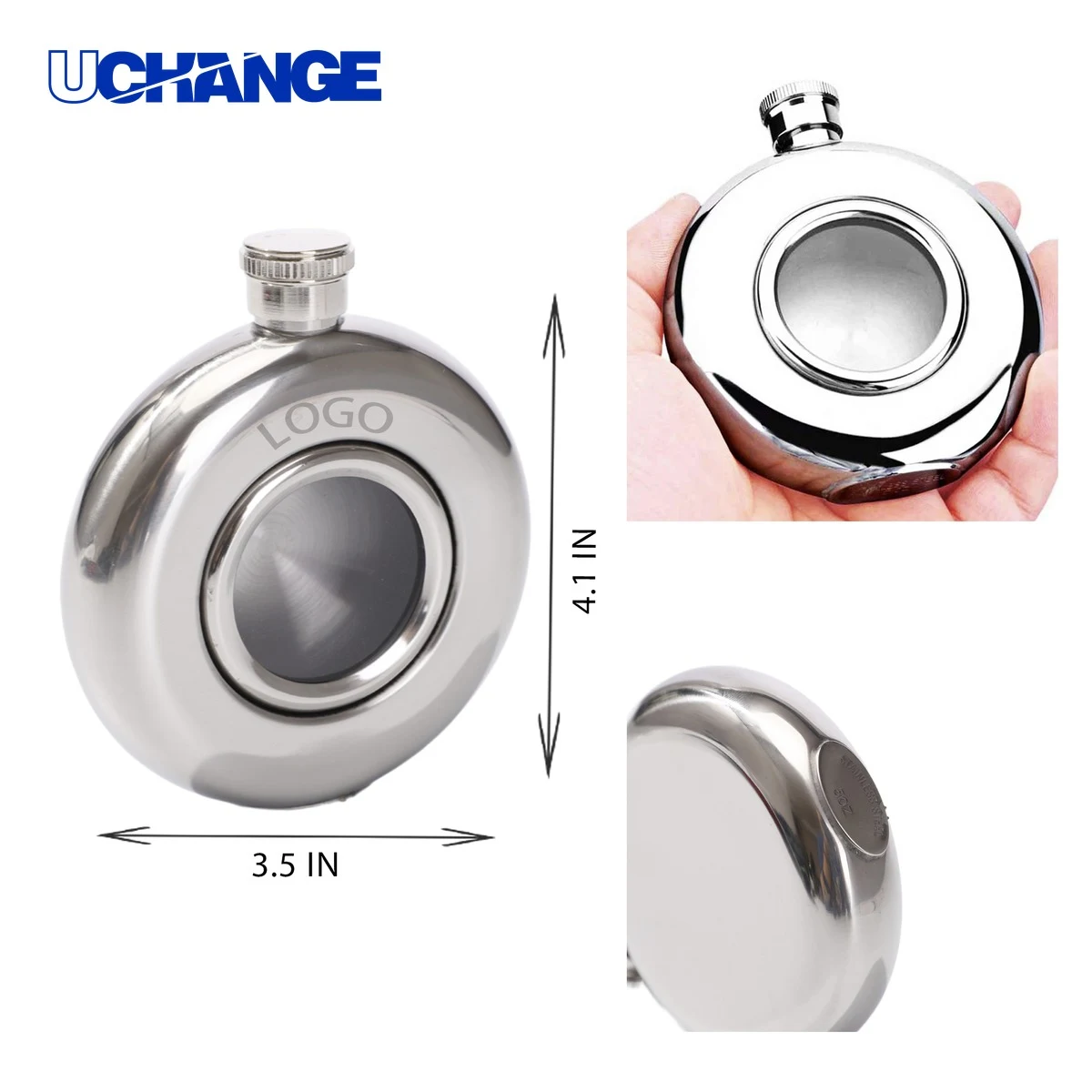 Convenient Stainless Steel Hip Flask Container (5oz), custom water bottle with logo imprint 1