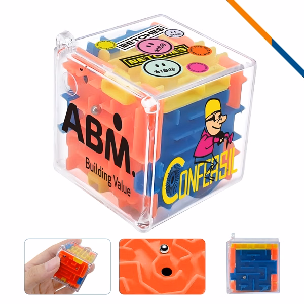 Custom ABS Plastic Cube Maze Puzzle with Ball Bearing — Compact Fidget Toy