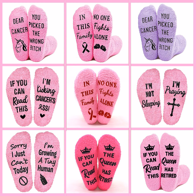 Cozy Comfort Pink Ribbon Fuzzy Sock