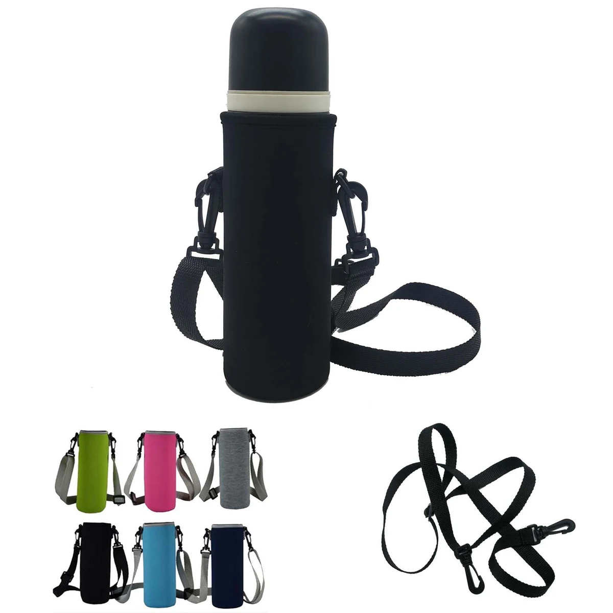 Neoprene Shoulder Water Bottle Sleeve, custom koozie with logo imprint 1