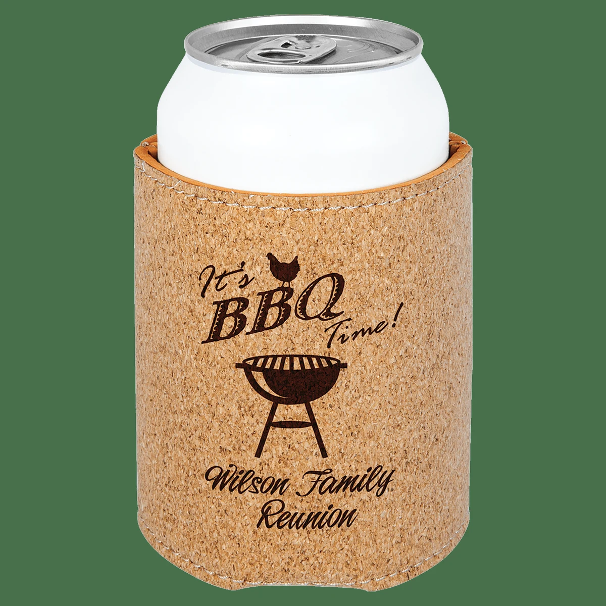 3 3/4" Light Brown Cork Beverage Holder, custom koozie with logo imprint 1