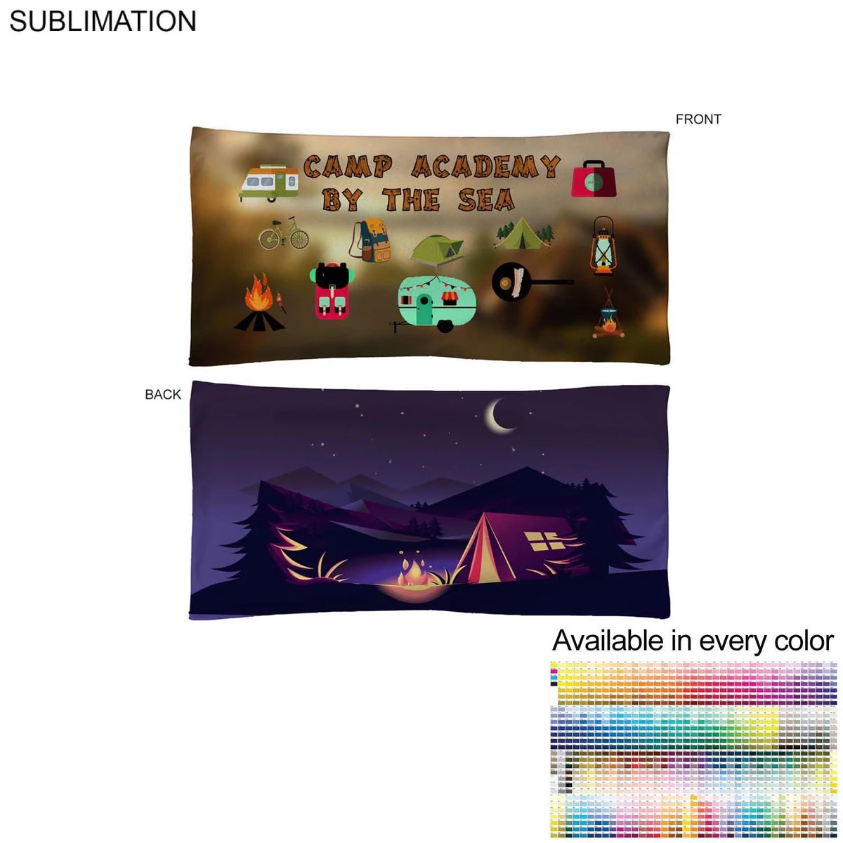 Camping Towel in Absorbent and Compact Microfiber Dri-Lite Terry, 20x40, Sublimated 2 sides 1