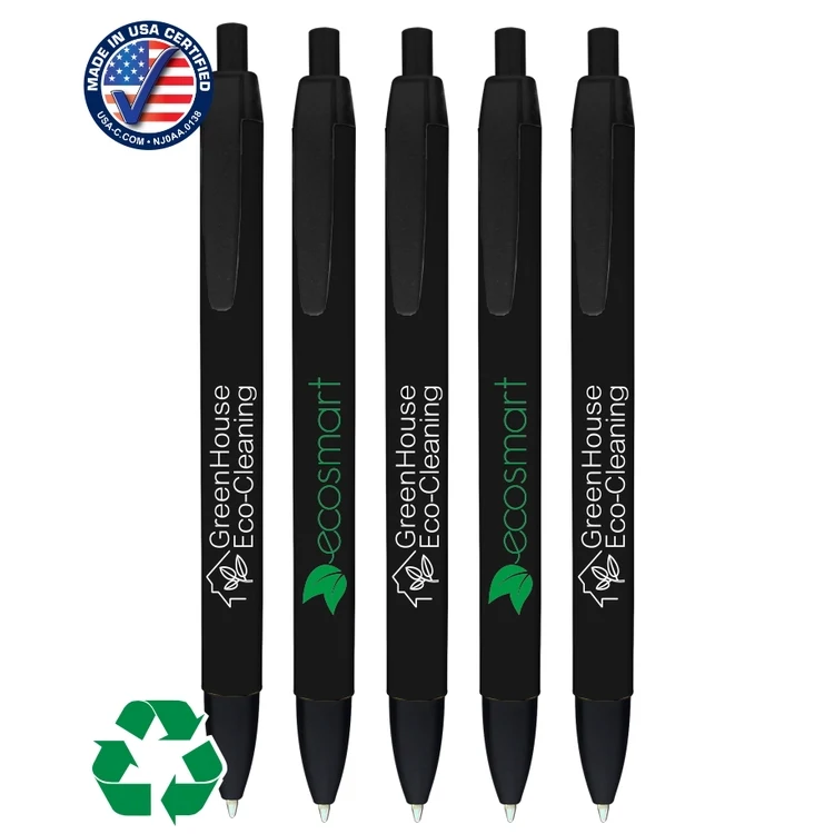 Certified USA Made - Wide Barrels Click Pens made of 100% Recycled Plastic 1
