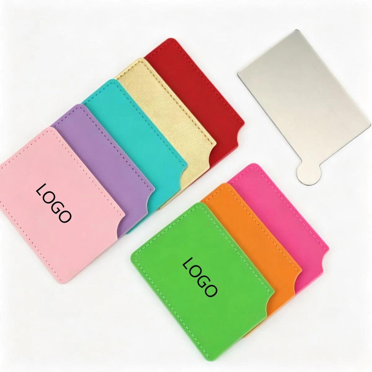 Slide-Out Stainless Steel Mirror with PU Leather Holder 1