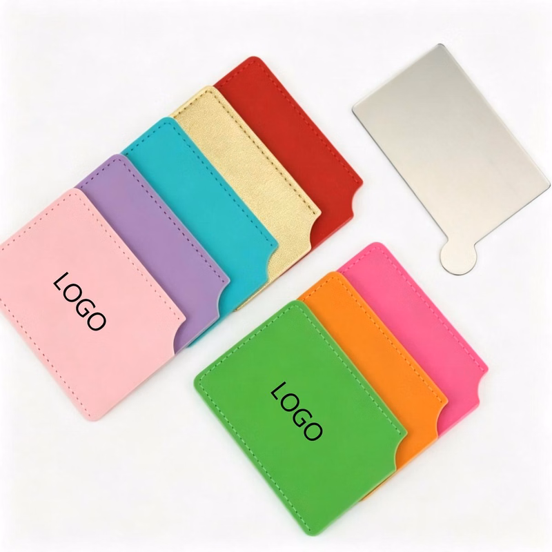 Slide-Out Stainless Steel Mirror with PU Leather Holder