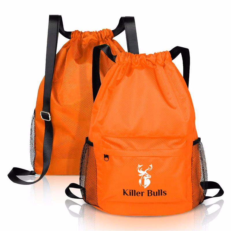 Waterproof Drawstring Backpack With Mesh Pockets