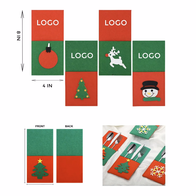 MOQ 10 PCS Christmas Cutlery Storage Bag