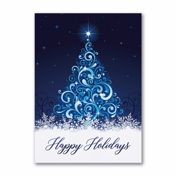Swirling Tree Economy Holiday Card