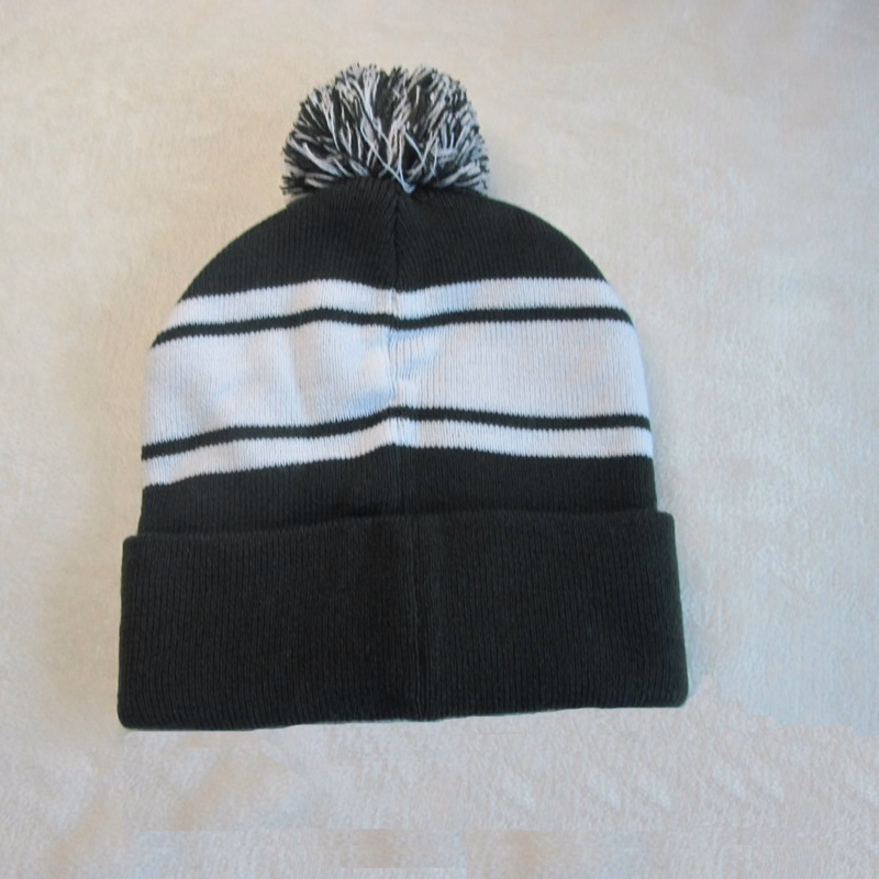 Cuff Beanie Hat with Stripes