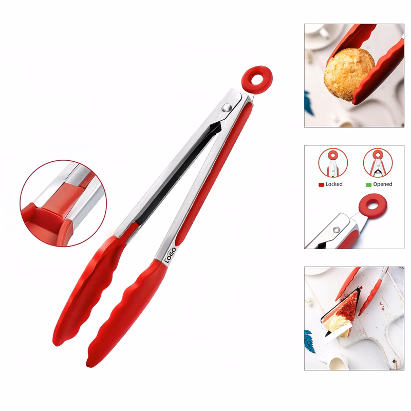 Stainless Steel Silicone Barbecue Steak Tongs