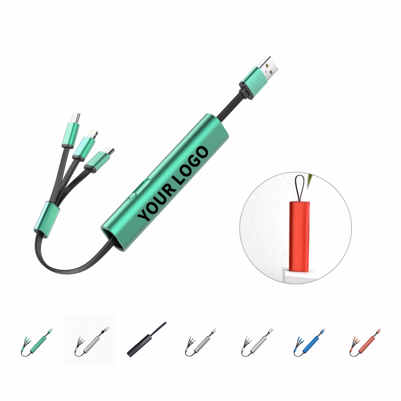 Metal Three In One Mobile Phone Charging Cable 4.2" x 0.9"