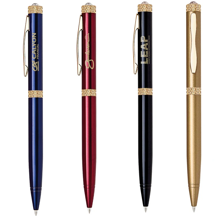 Diamond Crystal On Top Ballpoint Twist Brass Pen 1
